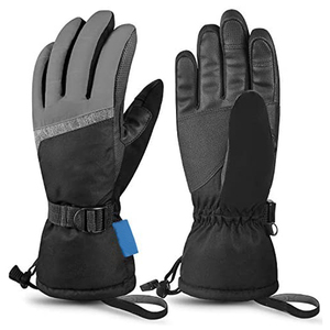 Top tendance hiver chaud isolé gants de snowboard plein doigt anti-dérapant sangles de poignet réglables en cuir imperméable gants de ski - Product Image 2