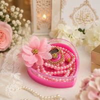 Ensemble de compteur numérique Tasbih rose avec boîte en mica en forme de cœur, Zikirmatic, cadeau islamique pour mariage, Ramadan, Mevlut, Hajj, Omra, emballage cadeau