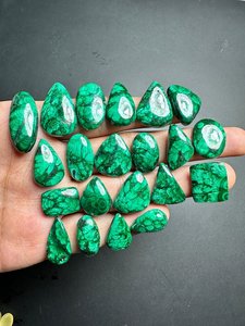 Piedra cabujón de malaquita de hoja genuina, cabujón de hoja de malaquita verde, piedra preciosa de malaquita suelta para envoltura de alambre y fabricación de joyas - Product Image 5