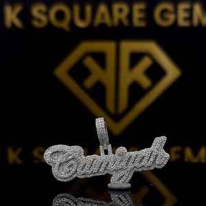 Colgante con nombre de micropavé personalizado, colgante con letras personalizadas, colgante redondo con nombre de diamante, regalo personalizado para él - Product Image 2