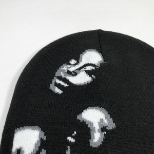 OEM de alta calidad de la venta caliente unisex colorido negro desplegar Beanie personalizado claro jacquard impresión diseño mujeres skully sombreros de invierno - Product Image 5