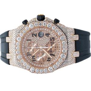 Montre à quartz avec pierres en moissanite glacées mettant en valeur la qualité supérieure, la beauté et l'ingénierie de précision - Product Image 1