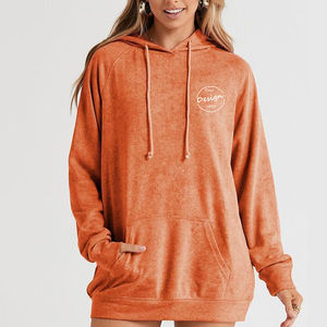 Streetwear personnalisé en coton lavé à l'acide, vintage, surdimensionné, grammes, sweat à capuche avec logo de sérigraphie pour femmes - Product Image 2