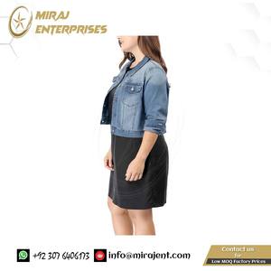 2024 femmes grande taille bouton fermé recadrée varsity veste respirant Denim vestes couture haut tendance vestes à la mode - Product Image 3