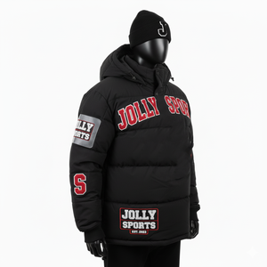 Veste bouffante épaisse de haute qualité manteau d'hiver coupe-vent tissu résistant à l'eau Logo personnalisé broderie Patch veste bouffante pour homme - Product Image 4