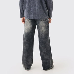 สตรีทแวร์ทรงหลวมใส่2025กางเกงผ้ายีนส์ซักได้ทันสมัยโลโก้สลักเลเซอร์แบบกำหนดเองกางเกงทรงหลวมหลวมหลวม - Product Image 6