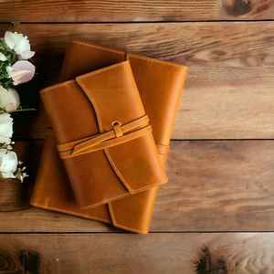 Funda de cuero para portátil A5 recargable, cuero genuino recargable, lácteos de cuero con papel de sombra natural producto al por mayor OEM - Product Image 1