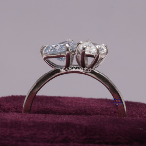 Anillo solitario de Plata de Ley 925 para mujer, superventas, claridad VVS mejorada, forma de corazón de pera, Diamante de moissanita para bodas - Product Image 5
