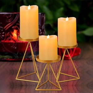 Triangle Shape <b>Black</b> Iron <b>Pillar</b> <b>Candle</b> Holders Handmade Eco-Friendly with Customized Sizes for Home Wedding Tabletop Decoration - Product Image 3