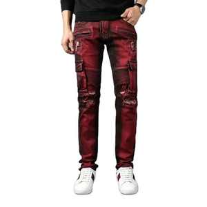 Blue <b>ripped</b> <b>mens</b> denim <b>jeans</b> OEM factory supply stretch fit breathable cotton casual wear private label custom in bulk - Product Image 5