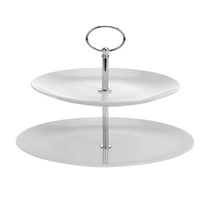 Support de gâteau en acier inoxydable de forme ronde support de pâtisserie de fruits pour la maison hôtel table de mariage support de gâteau 2 niveaux produit fait main - Product Image 1