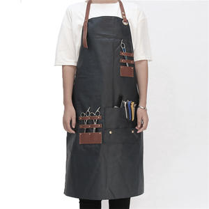 Best Quality Cow Leather Bibs Style Aprons for Men <b>Women</b> Unisex Custom Multipurpose Barber Salon Hairdressers <b>Capes</b> Apron - Product Image 1