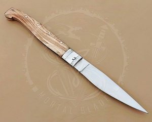 ดามัสกัสเหล็กมีดพับกลางแจ้งมีดหนังวอลนัทไม้จับพับมีดล่าสัตว์ตั้งแคมป์ - Product Image 4