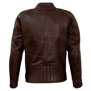 Blouson de moto en cuir pour homme, coupe ajustée, avec fermeture éclair intégrale, respirant, ignifuge, séchage rapide, options grandes tailles, marque privée - Product Image 2