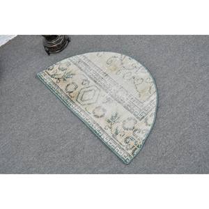 Alfombra de lana clásica azul Beige 2,5X1,5 pies hecha a mano Vintage turco rectángulo Patchwork diseño respaldo de látex para juegos de alfombras - Product Image 2