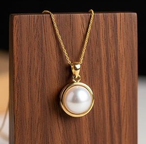 Cadena delicada de Plata de Ley 925 al por mayor colgante redondo de perlas naturales de agua dulce bohemias colgantes de moda de cristal curativo - Product Image 1