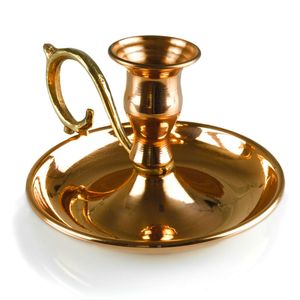 Bougeoir en cuivre à long col artisanal de luxe, support décoratif pour bougie conique pour une décoration intérieure élégante - Product Image 2