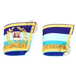 Menottes maçonniques personnalisées avec tresse d'argent Gantelets d'officier en gros Manchettes d'insignes pour uniformes de cérémonie - Product Image 2