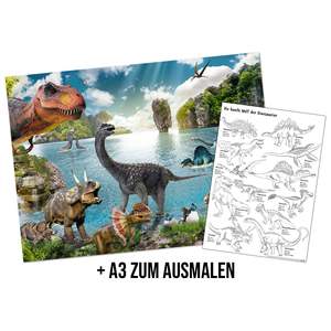 Poster mural XXL style moderne dinosaure et kit de coloriage en papier - Product Image 2
