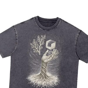 T-shirt Oversize Col Rond Manches Courtes en Coton/Polyester Délavé à l'Acide, Personnalisable avec Logo Frontal, Style Streetwear, 220g, Vierge OEM - Product Image 1