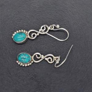 Handmade Boho Cuff Earrings for Women 925 Silver with Turquoise Dangle Elegant Bohemian Jewelry - Product Image 1