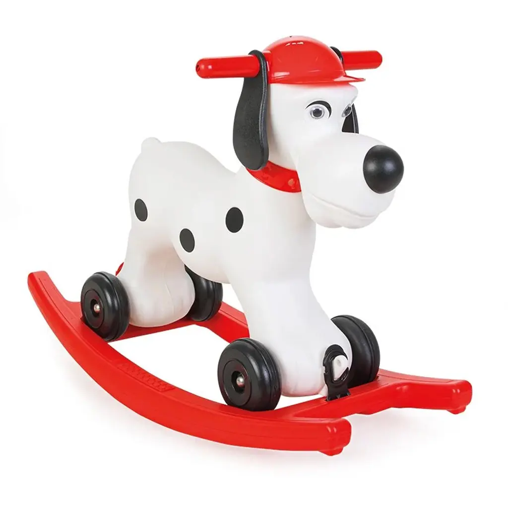子供のためのおもちゃを転倒しないように安全な人間工学に基づいたデザインに乗るプラスチック製のかわいい犬の赤ちゃんスイングおもちゃ