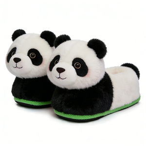 Pantoufles en peluche panda 3D personnalisées avec rembourrage en coton PP, pantoufles d'intérieur unisexes pour bébés de 0 à 24 mois, pour Halloween - Product Image 1