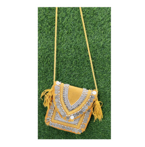 Bolso de hombro bohemio de diseñador para mujer, bolso de mano de algodón hecho a mano, detalle de cuentas, cremallera, compras nocturnas indias geométricas - Product Image 2