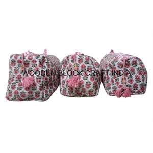 Indian Handmade Cotton Tassel Zipper Closure Waterproof Cosmetics Pouch <b>Bags</b> Travel <b>Makeup</b> <b>Bag</b> <b>Large</b>/Small Capacity - Product Image 4