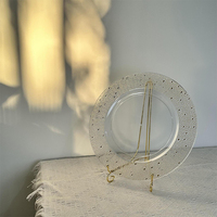 Assiettes rondes en plastique dorées à perles, 13 pouces, pour la restauration, service de dîner, décoration de table de mariage