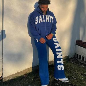 Vente en gros de survêtements de rue, ensembles de survêtements avec logo de broderie patché sur mesure, survêtements pour hommes, ensembles vintage de deux pièces, survêtement - Product Image 2