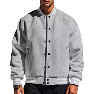 High Quality Custom <b>Men's</b> <b>Varsity</b> Baseball <b>Jacket</b> Formal Style Long Sleeve <b>Bomber</b> with Stand Collar Winter Blank Buttons - Product Image 2