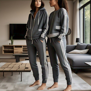 เสื้อสเวตเตอร์มีซิปสำหรับผู้หญิงชุดวอร์มสไตล์สตรีทชุดวอร์มทรงโอเวอร์ไซส์มีซิปสำหรับผู้หญิง - Product Image 4