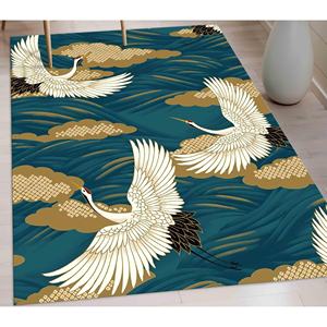 Tapis Crane Japonais : Style Salon, Tapis de Couloir Fin, Tapis en Chenille - Product Image 4
