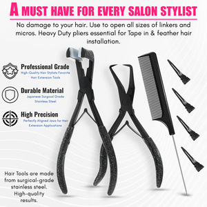 Wholesale Keratin Hair Extension <b>Tools</b> Kit Long Stainless Steel Tape-in Pliers and Microbead Remover Custom Color Options - Product Image 3