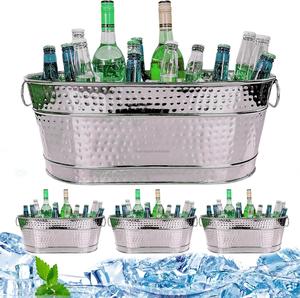 Seau à glace à Champagne cher refroidisseur de vin ovale en acier inoxydable avec barre de poignée et refroidisseur de bière de fête de mariage de vin - Product Image 5