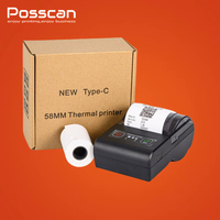 POSSCAN Printer Tiket 58mm Mini Portabel untuk Printer Struk Thermal Bluetooth Printer Pos
