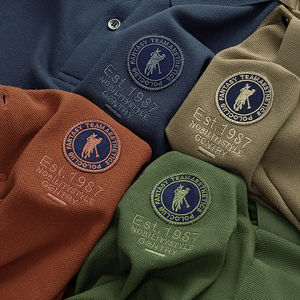 เสื้อโปโลแขนสั้นปักลายสำหรับผู้ชายเสื้อโปโลคอปกเสื้อ100% ผ้าคอตตอนสำหรับฤดูร้อน - Product Image 2