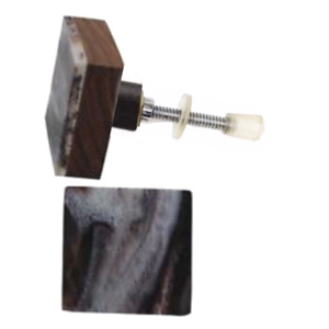 Modern Luxury Square Resin Wood Brass Drawer <b>Door</b> Cabinet Knobs & Pull Handle <b>for</b> Kitchen Bedroom Bathroom Wardrobe Dresser Use - Product Image 2