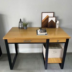 Vanité de petite chambre marron rustique avec étagère à écrire Table de tiroirs de rangement de bureau d'ordinateur-Brun rustique - Product Image 3