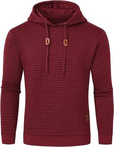 Sweat à capuche décontracté à manches longues avec cordon de serrage Sweat-shirt de survêtement Streetwear avec jacquard à carreaux pour hommes - Product Image 4