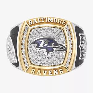 Bague de championnat des Ravens de Baltimore en alliage, style hip-hop, entièrement personnalisée, mode masculine, deux tons, personnalisable, pour lycée, collège, classe - Product Image 1