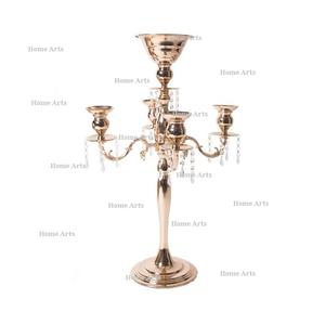 Merveilleux candélabre en aluminium à 5 bras avec chaînes en cristal pièce maîtresse de bonne qualité pour mariage et fête - Product Image 2