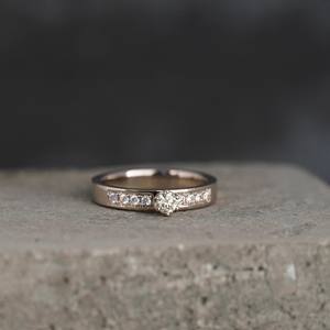 4mm Round Cut White <b>Solitaire</b> Engagement <b>Ring</b> | Channel Set Sterling <b>Silver</b> 18K Gold Plated Band Women's Minimalist Diamond <b>Ring</b> - Product Image 2