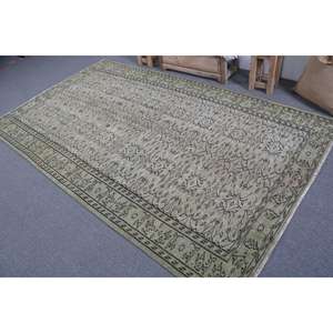 Alfombra Turca de 5.2x9 pies, Alfombra Grande Vintage, Alfombra de Lana Verde y Negra de Estilo Suroeste - Product Image 4
