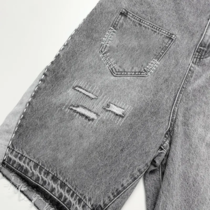 Shorts en jean pour hommes personnalisés, style streetwear, matière confortable et respirante, uni, anti-froissement, différentes tailles, shorts en jean pour hommes - Product Image 2