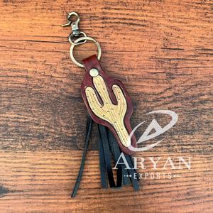 Llavero de cuero con flecos personalizado occidental, llavero de cuero genuino, llavero de vaquera, llaveros de cuero de lujo - Product Image 1