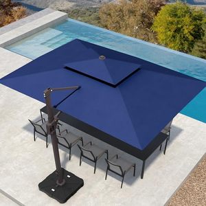 USA STOCK 10' X 13' Patio <strong>Umbrella</strong> with LED Lights Outdoor Cantilever <strong>Large</strong> Rectangle Offset Market <strong>Umbrellas</strong> - Product Image 2
