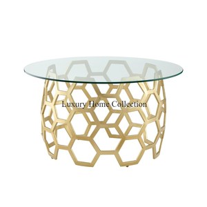 Mesa auxiliar de metal con diseño de anillo de color dorado y estilo moderno, mesa de centro de diseño lujoso de acero inoxidable y mármol de color blanco - Product Image 6