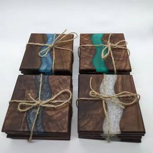 Solid Wooden <b>Drink</b> <b>Coaster</b> Set, Crafted from Natural Wood, Smooth Polished Surface, Perfect Coffee and Stone <b>Coasters</b> - Product Image 1